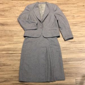 Hand tailored vintage gray pinstripe skirt suit